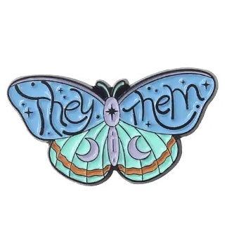 "Pronoun -They/Them - Butterfly" Enamel Pin